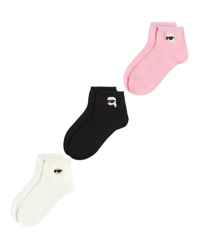 Karl Lagerfeld K/Ikon Socken mit Stickerei (3er-Set) - Schwarz Schwarz