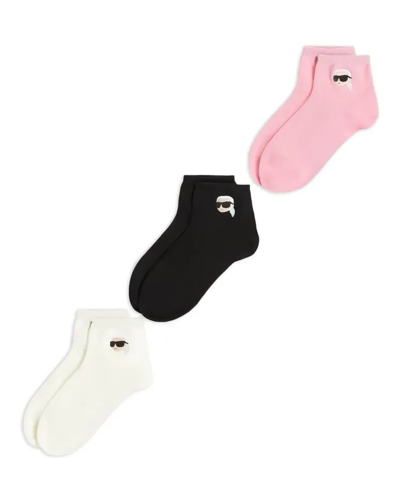Karl Lagerfeld K/Ikon embroidered socks set (set of three) - Schwarz Schwarz