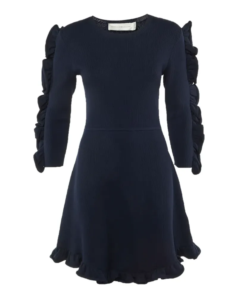 Victoria Beckham frill-detail jersey mini dress - Blau Blau