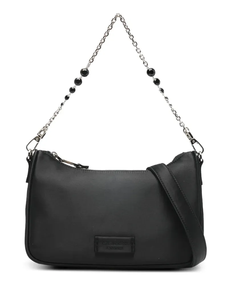 Emporio Armani beaded chain shoulder bag - Schwarz Schwarz
