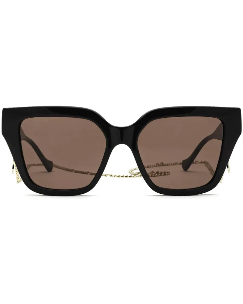 Gucci Sonnenbrille mit eckigem Gestell - Schwarz Schwarz