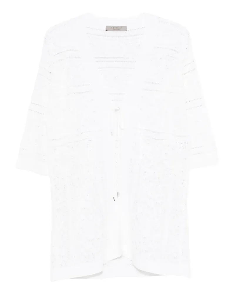 D.EXTERIOR V-neck tie-neck cardigan - Weiß Weiß