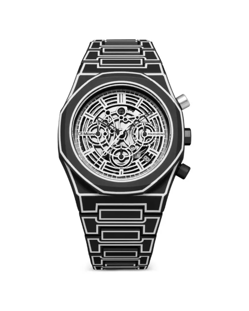 D1 Milano Polycarbonat Skeleton Chronograph 40,5mm - Schwarz Schwarz