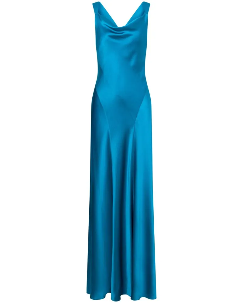 Alberta Ferretti Abendkleid Wasserfallausschnitt - Blau Blau