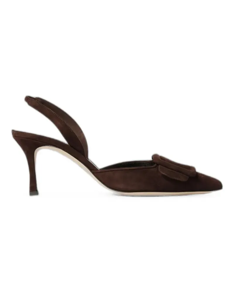 Manolo Blahnik Maysli buckle-detail heeled pumps - Braun Braun