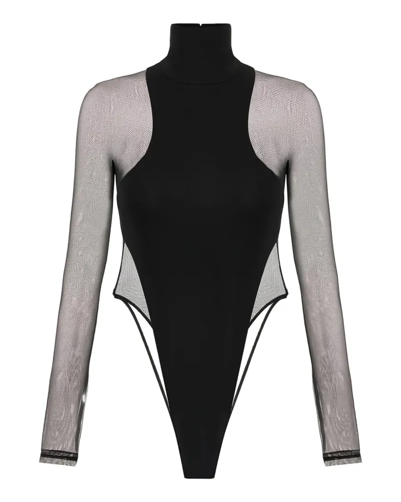 Elisabetta Franchi Body aus Tüll mit Rollkragen - Schwarz Schwarz