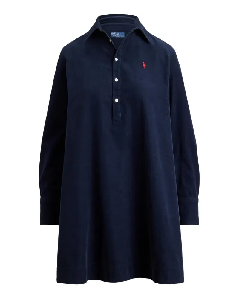 Ralph Lauren Minikleid aus Cord mit Logo-Stickerei - Blau Blau