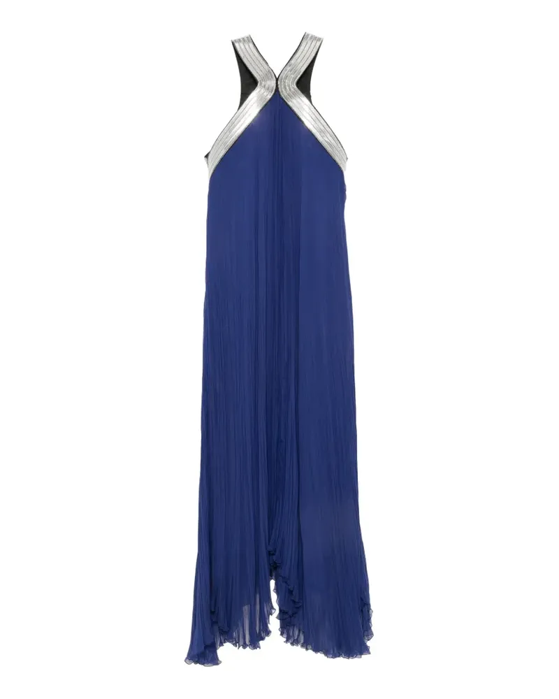 Alberta Ferretti pleated-design asymmetric-hem dress - Blau Blau