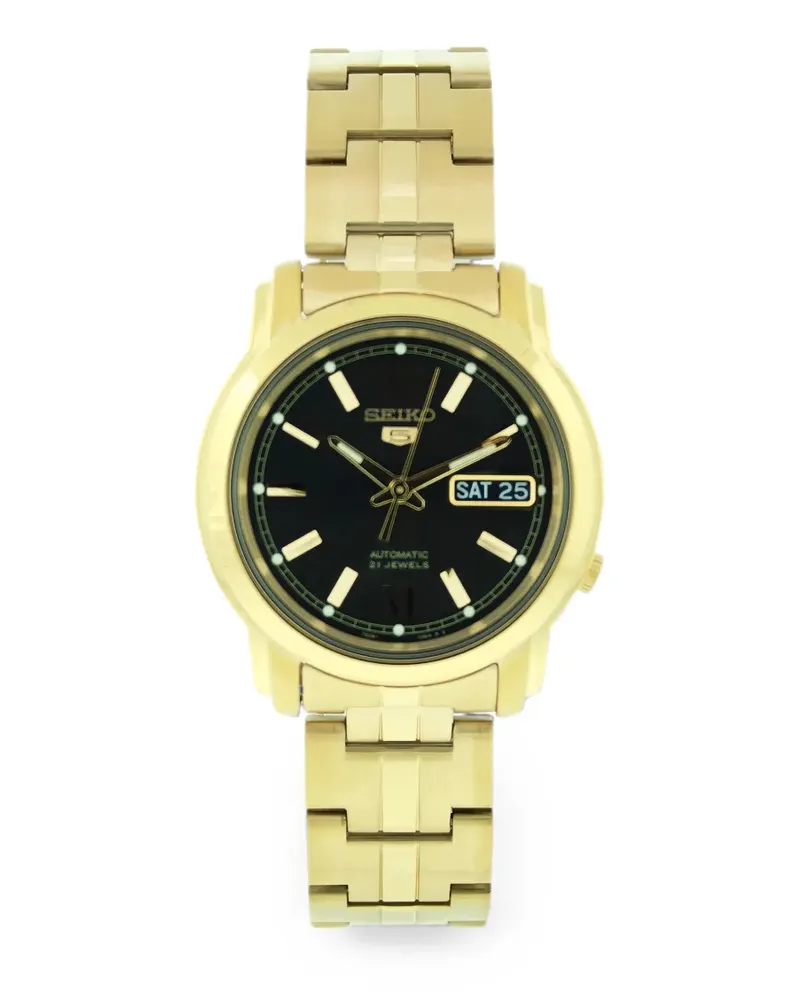 Seiko round-face 38mm watch - Schwarz Schwarz