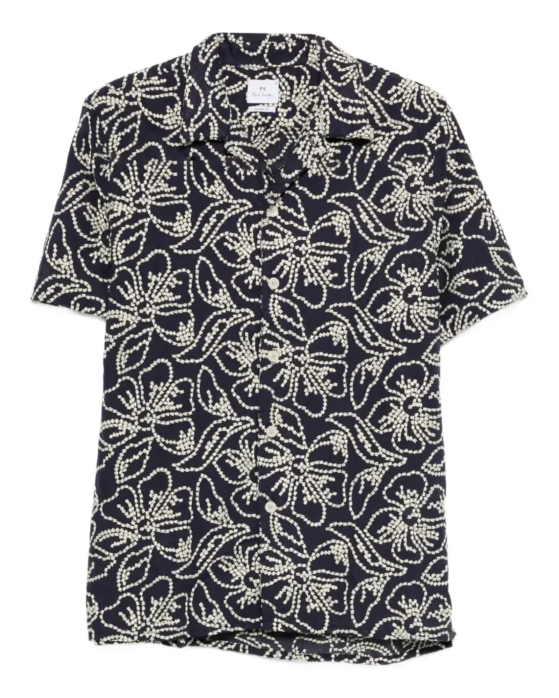 Paul Smith floral-embroidery shirt - Blau Blau