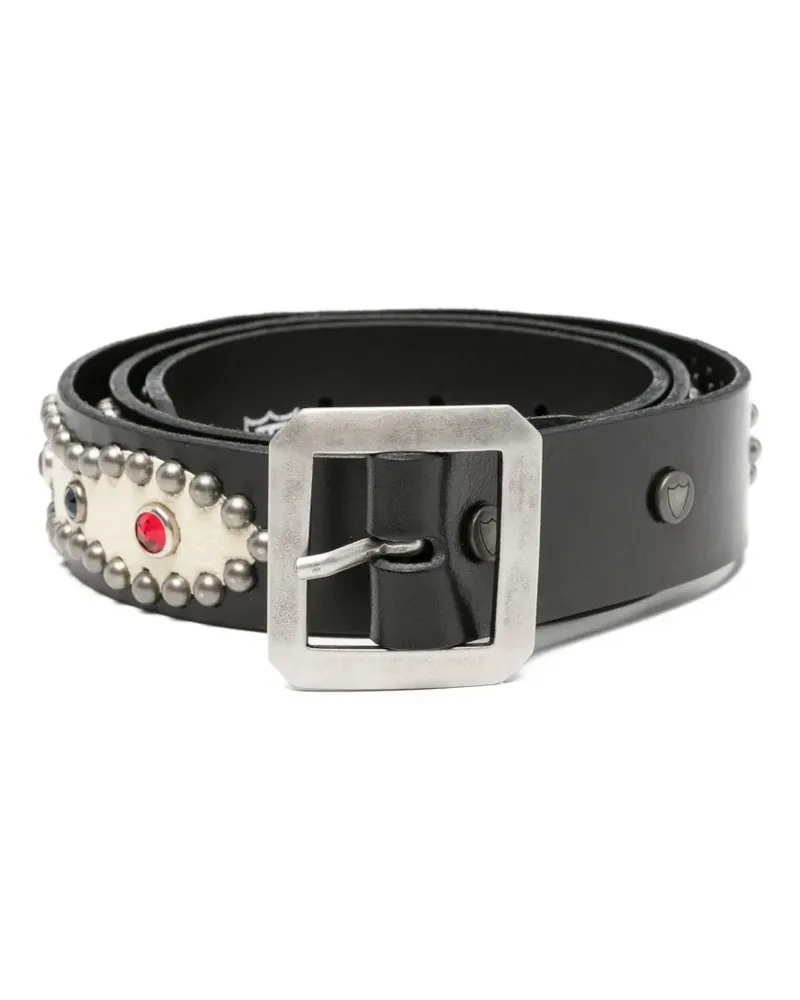 HTC Hollywood Trading Company American embellished buckle belt - Schwarz Schwarz