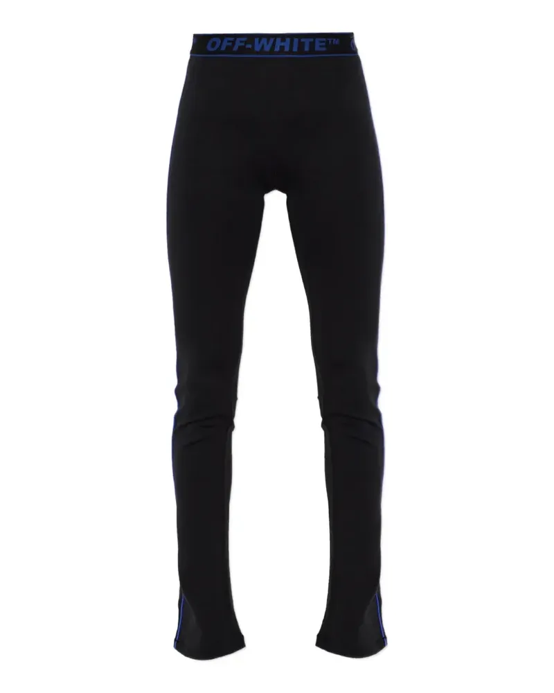 OFF-WHITE logo-waistband flared-leg trousers - Schwarz Schwarz