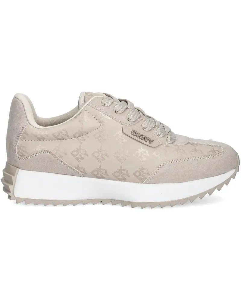 DKNY logo-print lace-up sneakers - Nude Nude