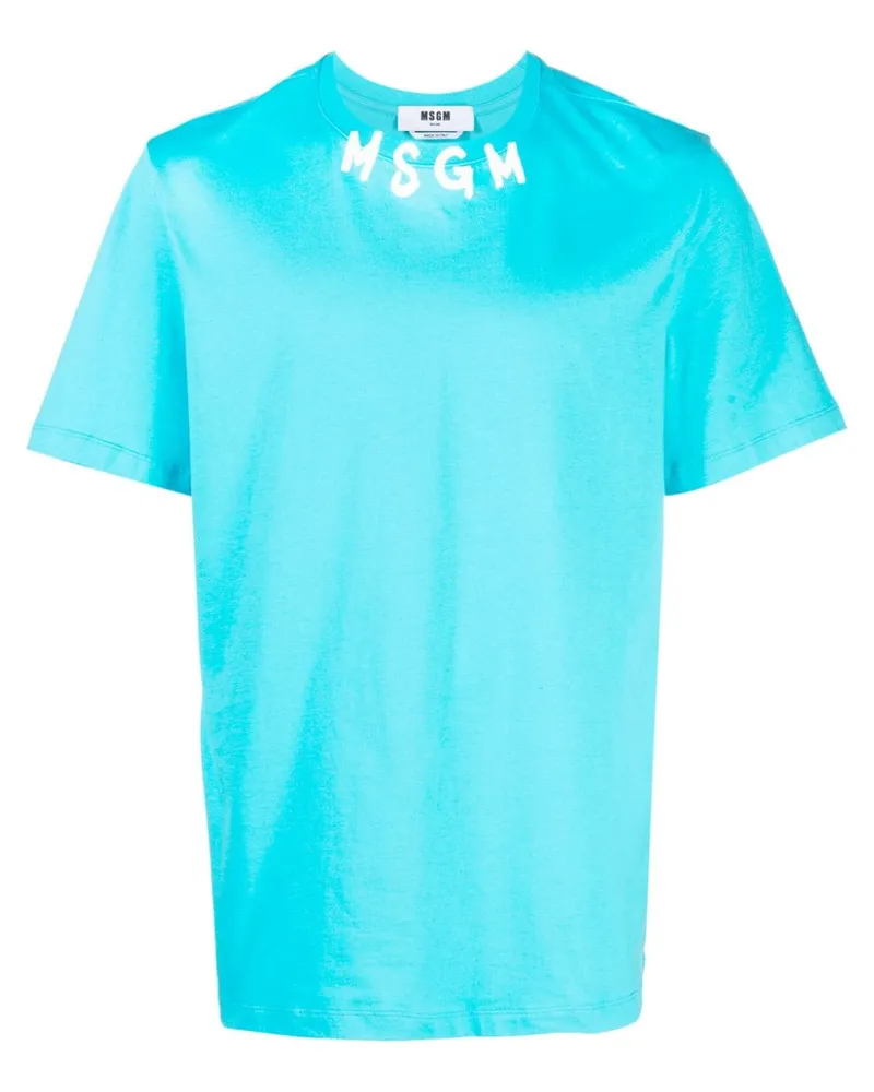 MSGM T-Shirt mit Logo-Print Blau