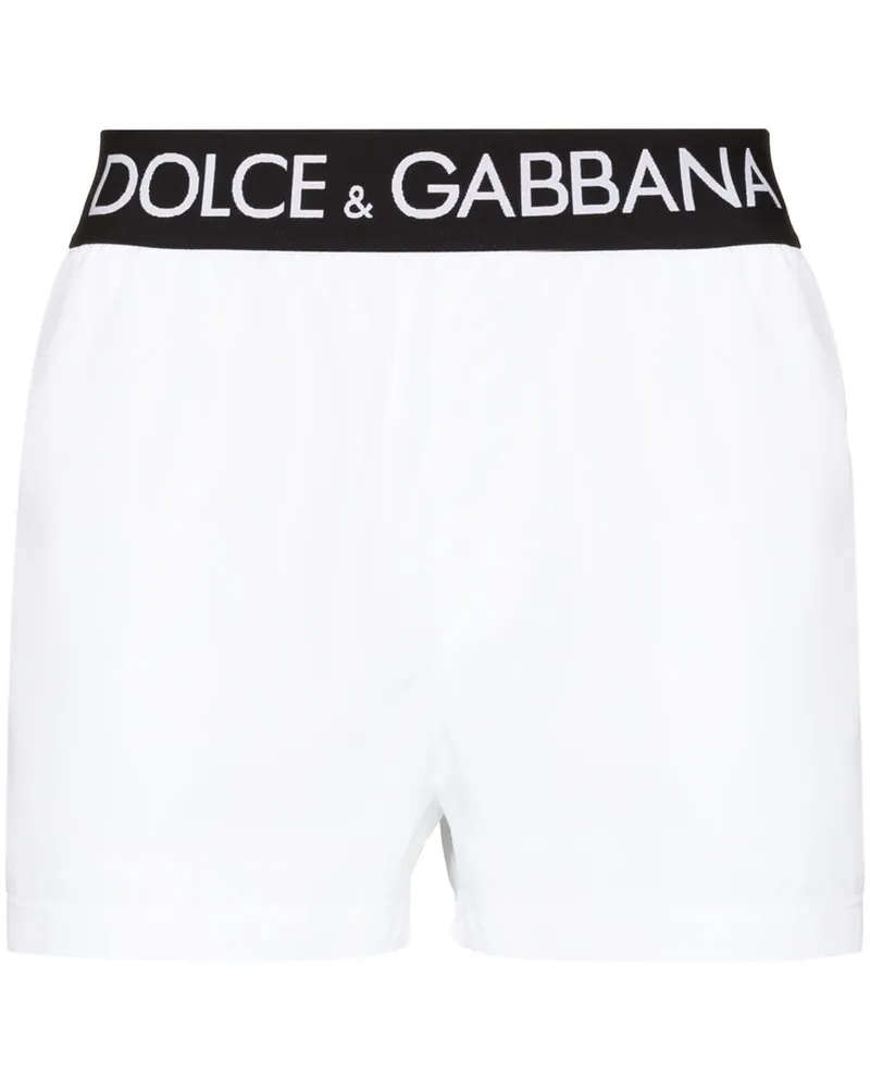 Dolce & Gabbana Badeshorts mit Logo-Bund - Weiß Weiß