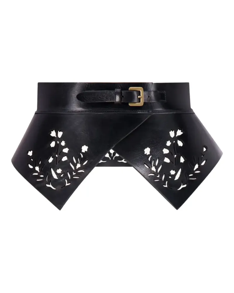 Lela Rose floral lasercut leather belt - Schwarz Schwarz