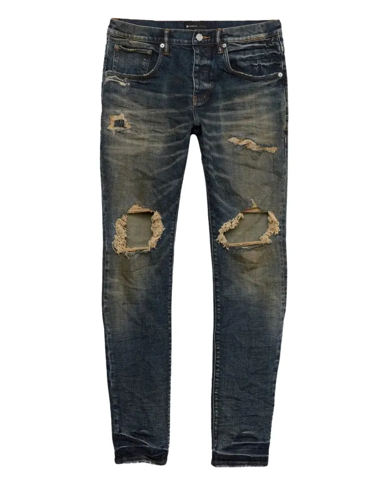 PURPLE BRAND Jeans in Distressed-Optik - Blau Blau