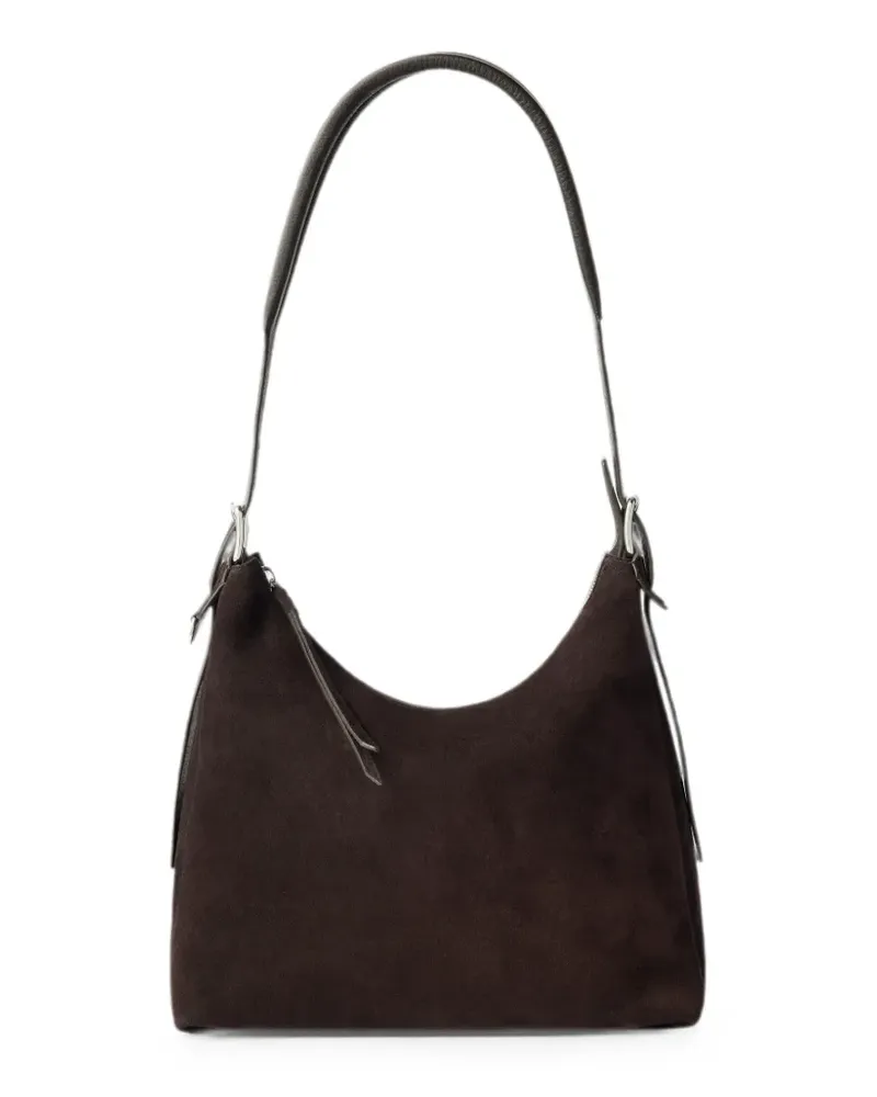 Christophe Lemaire small belted bag in suede leather - Braun Braun