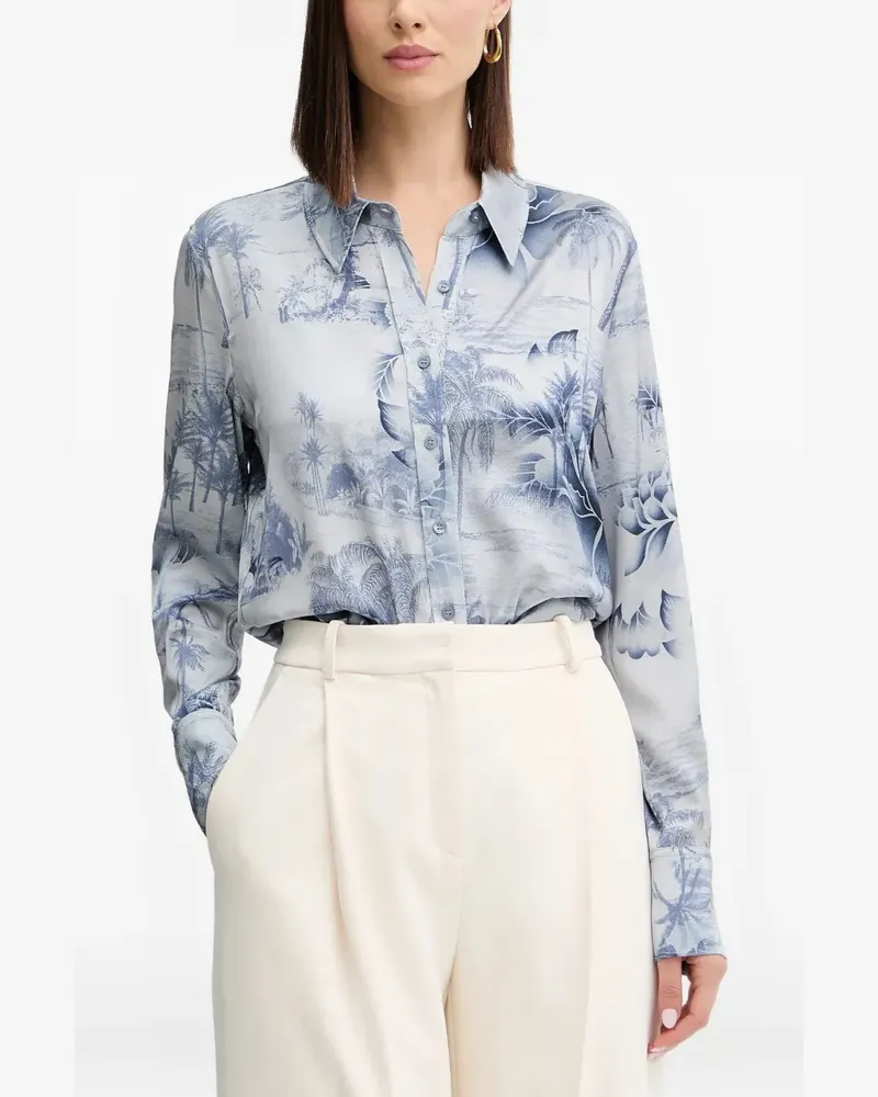 Guess Geknöpftes Oberteil mit Print - Blau Blau