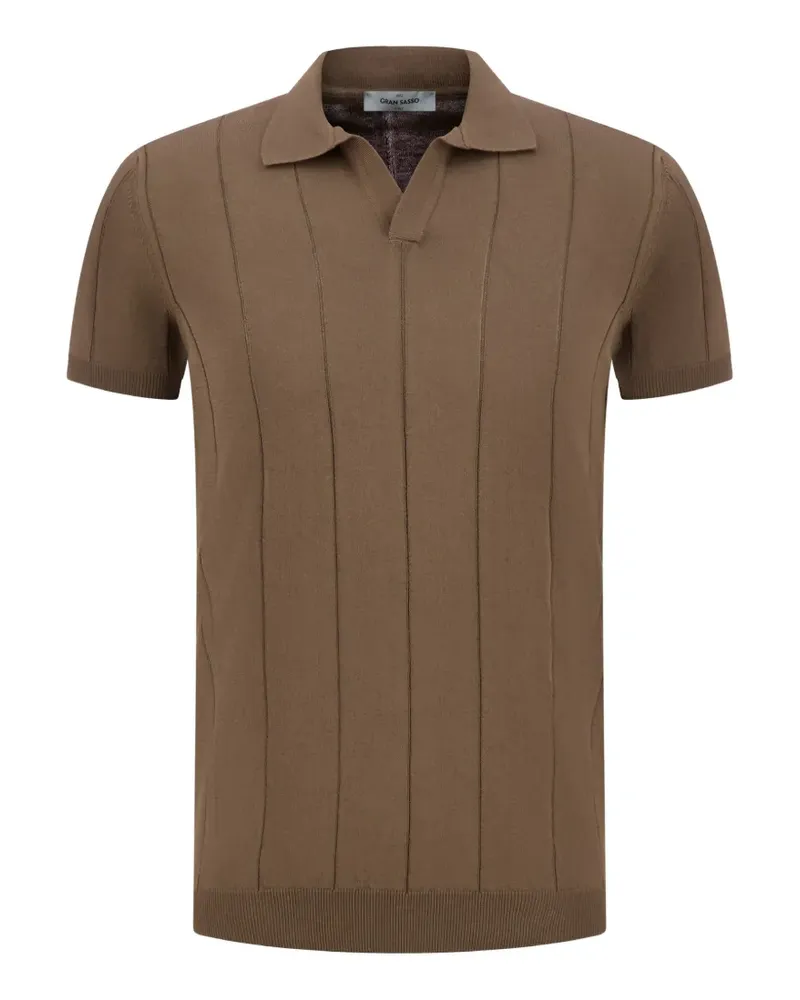 Gran Sasso vertical-stripe collared T-shirt - Braun Braun