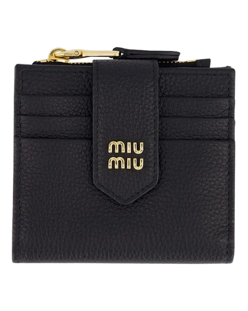 Miu Miu logo-lettering leather wallet - Schwarz Schwarz