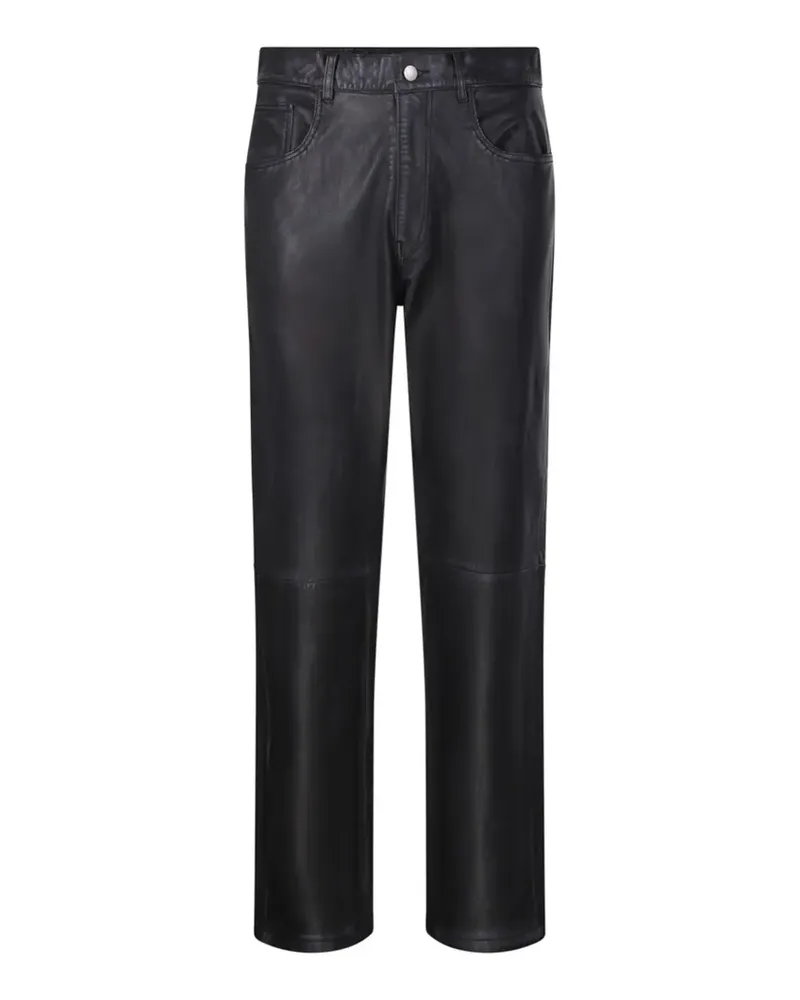 Haikure Lederhose mit Ton-in-Ton-Nähten - Schwarz Schwarz