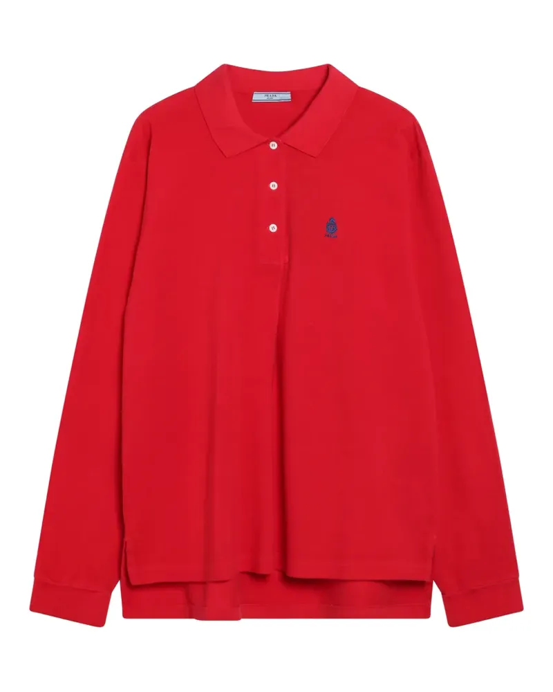 Prada long-sleeved cotton piqué polo shirt - Rot Rot