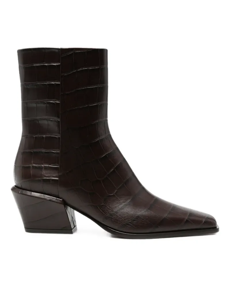 Paris Texas Stiefeletten aus Leder mit Kroko-Effekt - Braun Braun