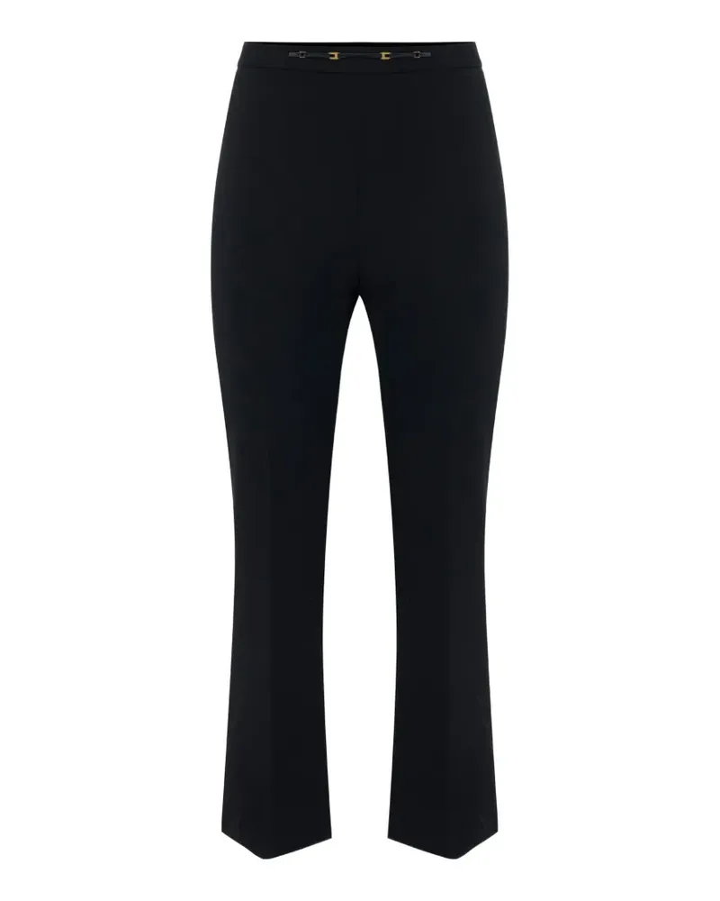 Elisabetta Franchi trousers in stretch double-layer crêpe fabric with jewel detail - Schwarz Schwarz