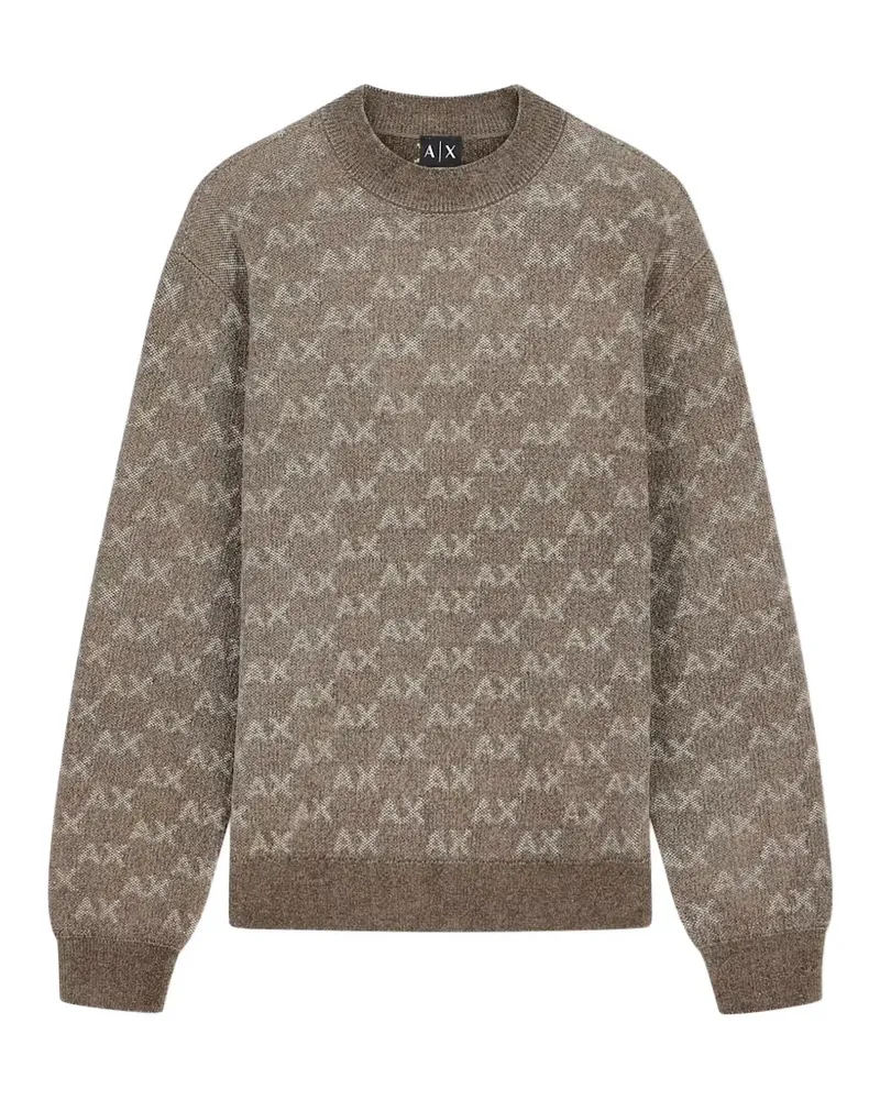 Armani Exchange logo-monogram knit sweater - Braun Braun