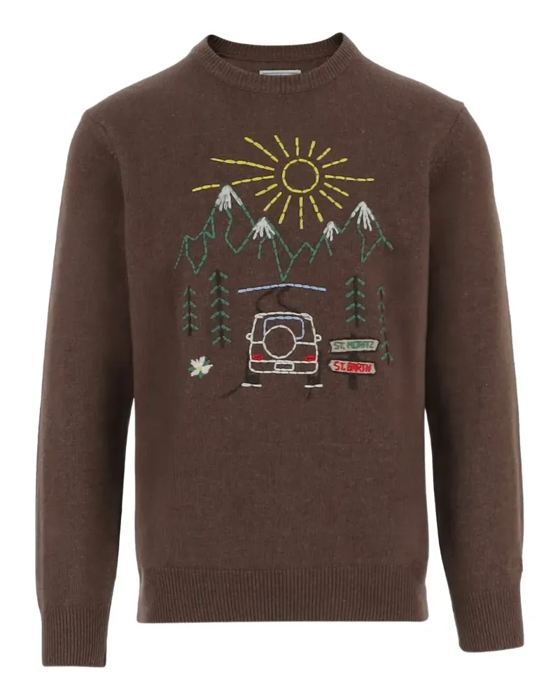 MC2 Saint Barth Heron Rundhalsausschnitt mit St. Moritz-Stickerei - Braun Braun
