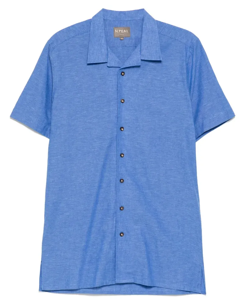 N.Peal Hemd mit Cuban-Kragen - Blau Blau