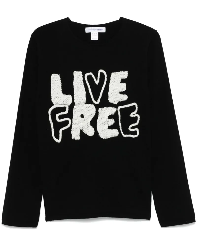 Comme des Garçons Pullover mit Live Free-Stickerei - Schwarz Schwarz