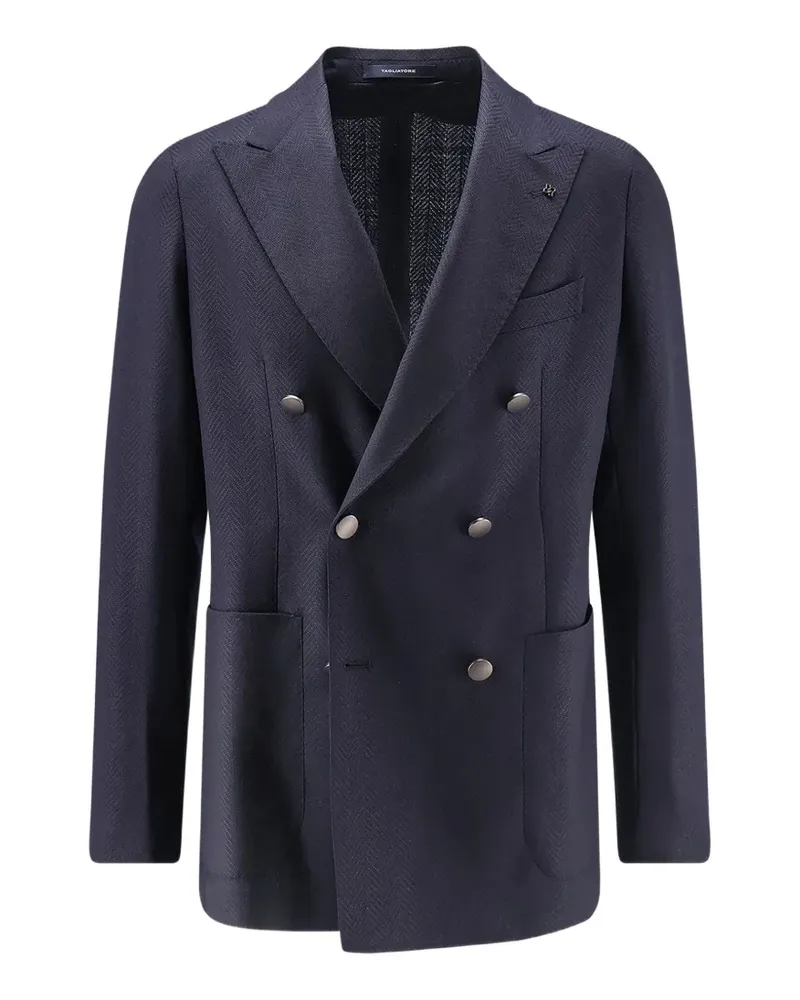 Tagliatore double-breasted herringbone blazer - Blau Blau
