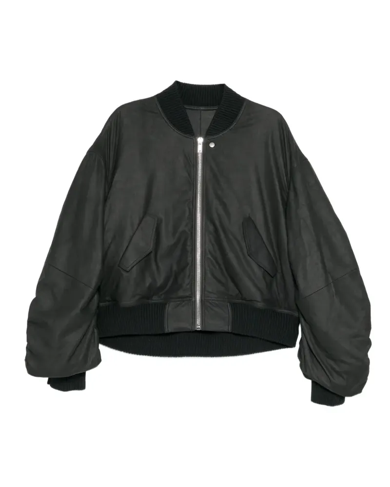 Rick Owens ribbed leather jacket - Schwarz Schwarz