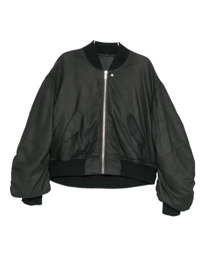 Rick Owens ribbed leather jacket - Schwarz Schwarz