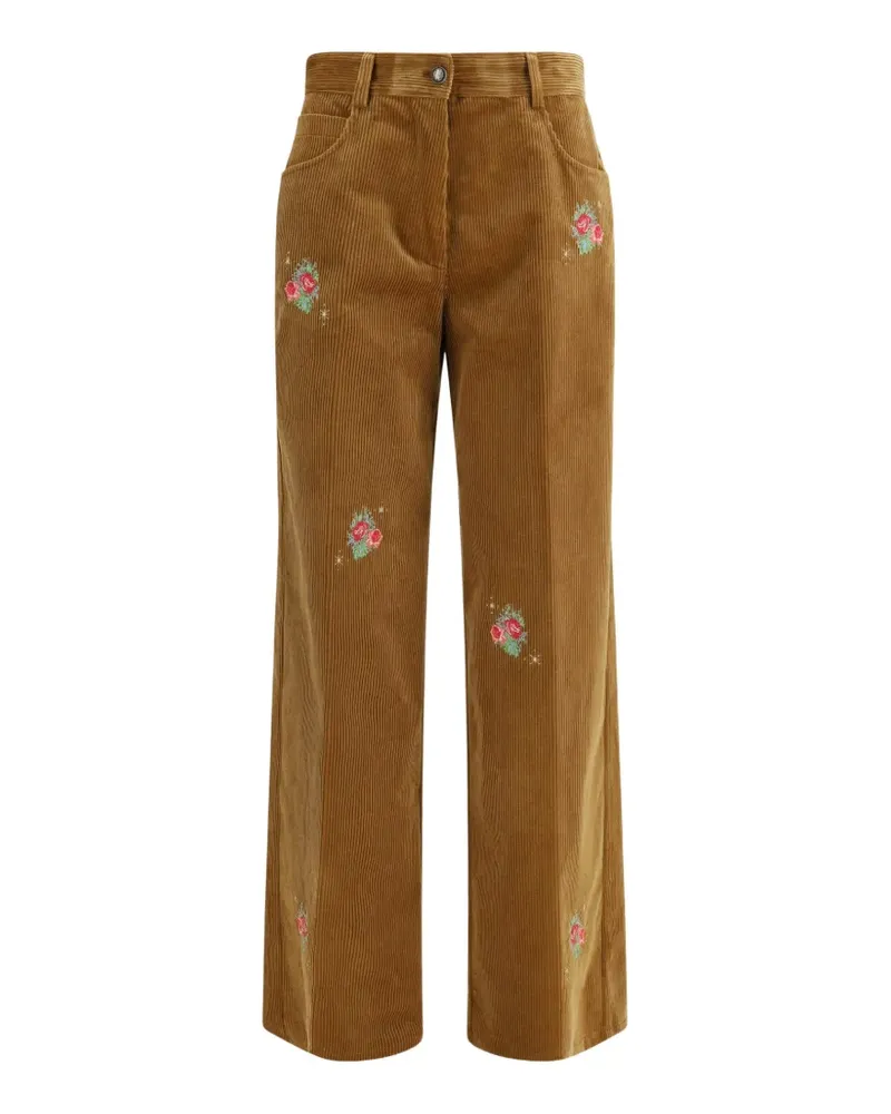 forte_forte Weite Cordhose mit Stickerei - Braun Braun