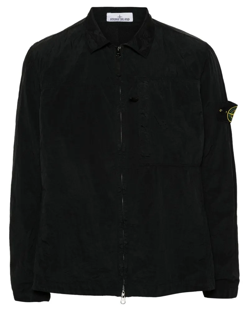Stone Island Hemdjacke mit Kompass-Patch - Schwarz Schwarz