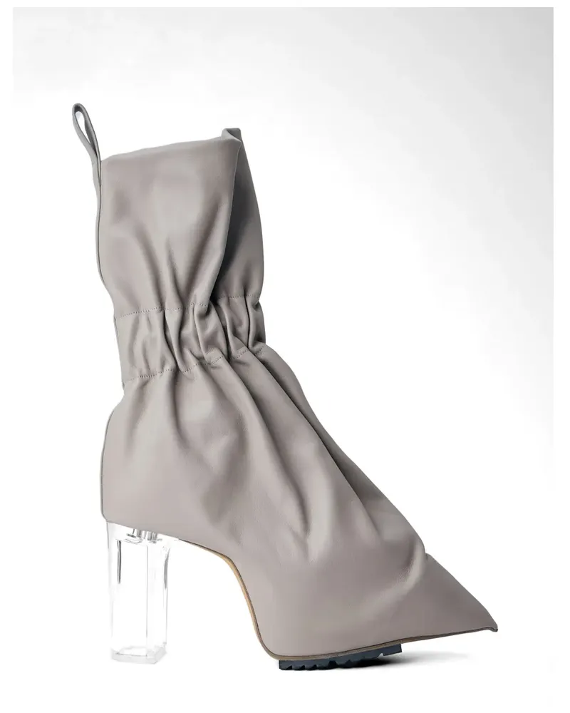 Rick Owens gathered transparent block-heel boots - Nude Nude