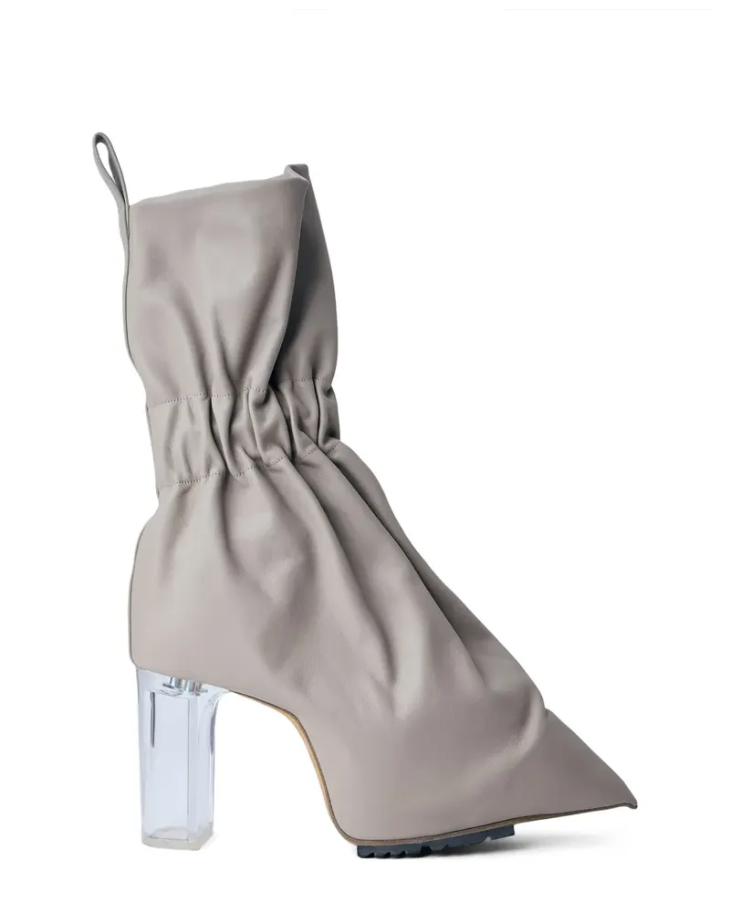 Rick Owens gathered transparent block-heel boots - Nude Nude
