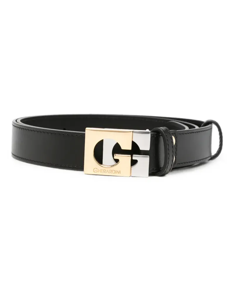 Gherardini logo-plaque leather belt - Schwarz Schwarz