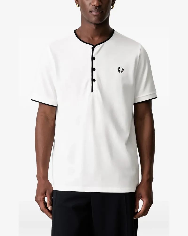 Fred Perry logo-embroidered henley T-shirt - Weiß Weiß