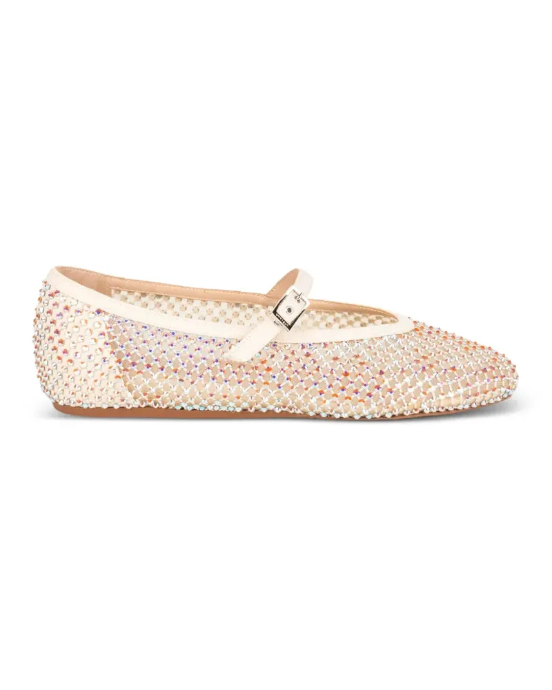 Le Silla Gilda crystal-embellished mesh ballet flats - Nude Nude