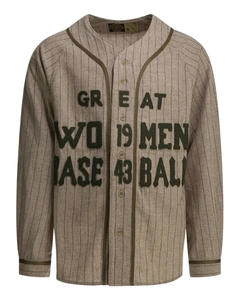 KAPITAL Gestreifte Jacke mit Applikation - Nude Nude