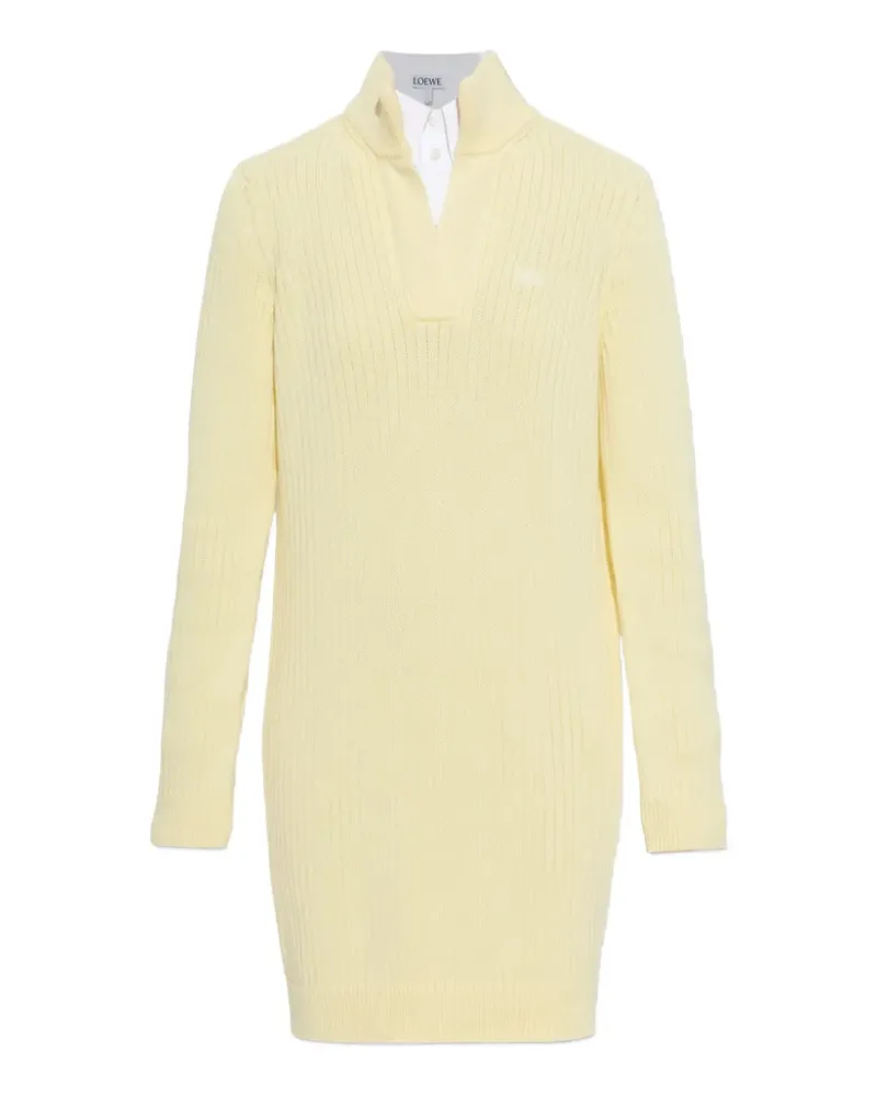 Loewe Geripptes Minikleid im Layering-Look - Gelb Gelb