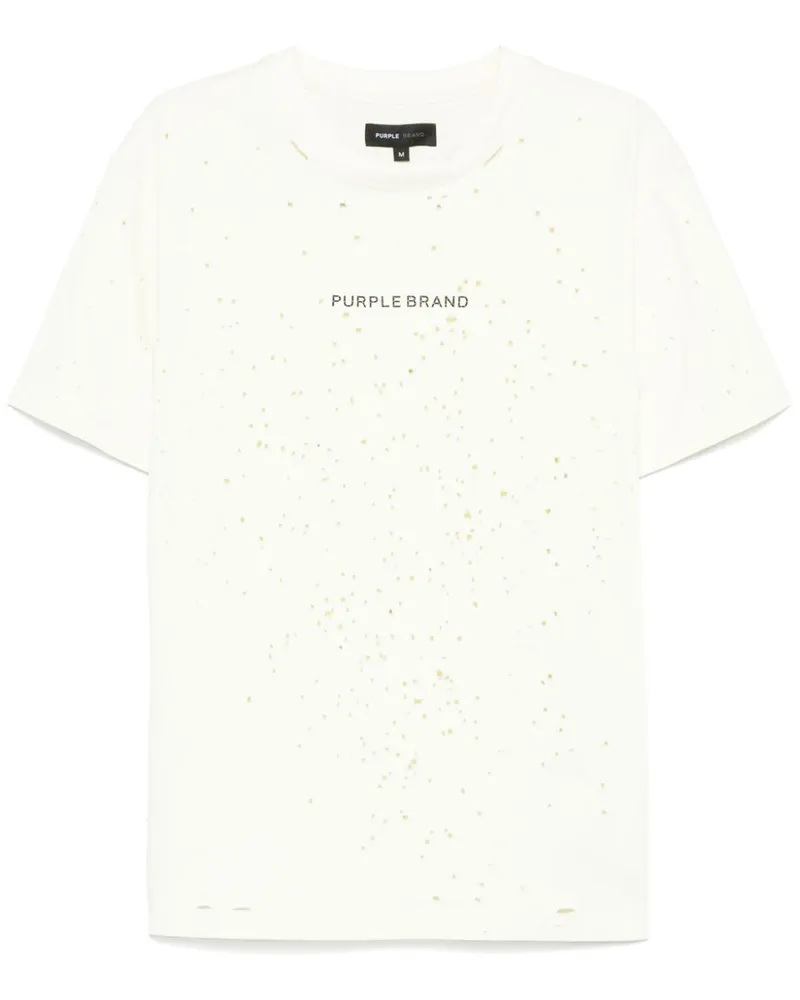 PURPLE BRAND Geripptes T-Shirt - Weiß Weiß