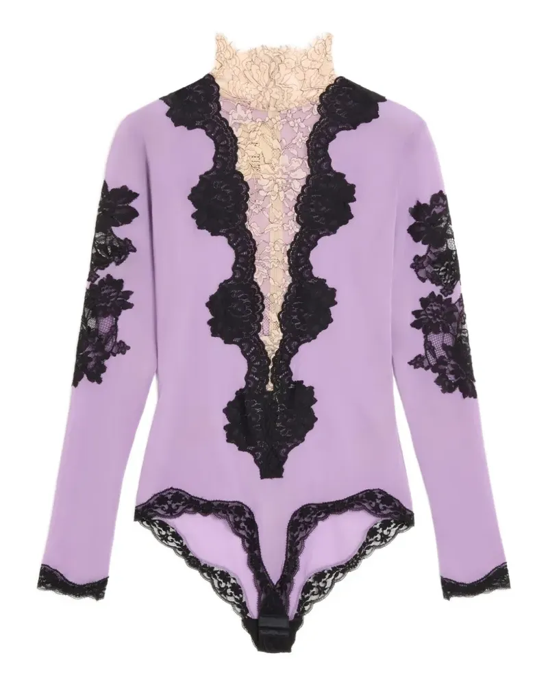 Valentino Garavani jersey bodysuit with lace - Violett Violett