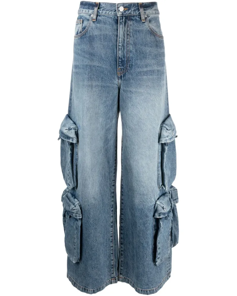 Amiri Halbhohe Baggy Wide-Leg-Jeans - Blau Blau