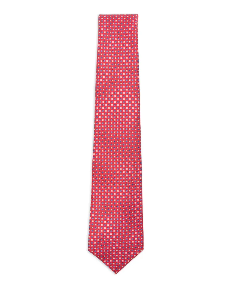 Kiton geometric-print silk tie - Rot Rot