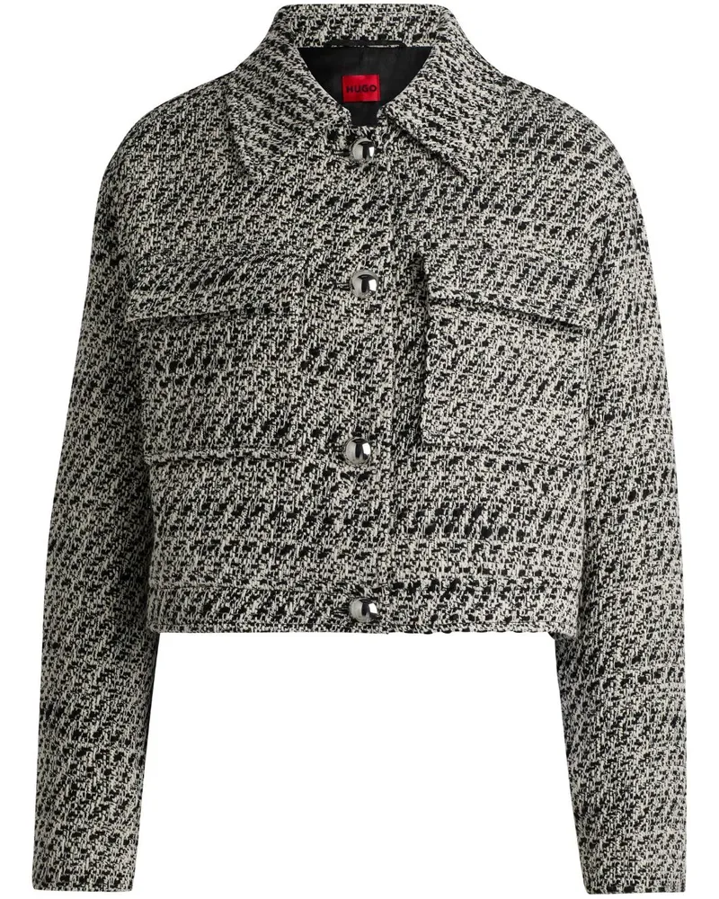 HUGO BOSS Cropped-Jacke mit Logo-Patch - Schwarz Schwarz